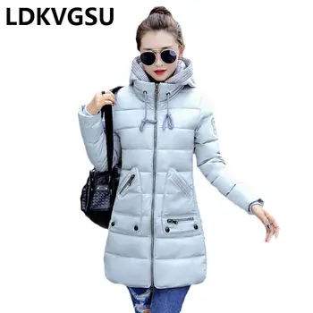 

2018 Long Thickened Down Parka Women Hooded Winter Coat Female Winter Parka Slim Cotton Padded Jacket Plus Size 7XL Is1080