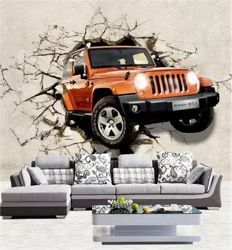 

Custom kids mural 3d photo wallpaper car breaking wall 3d picture living room decor picture 3d wall mural wallpaper for wall 3d