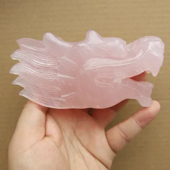 

800g STUNNING Giant Natural Rose Pink Quartz Carved Crystal Dragon Skull Free Shipping