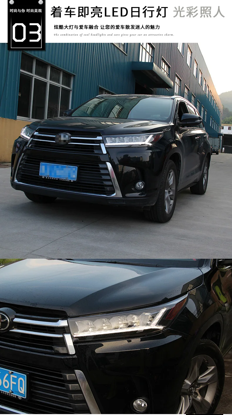 Автомобильный Стайлинг для фары Toyota highlander Kluger/highlander все светодиодный задний фонарь светодиодный DRL динамический сигнал поворота