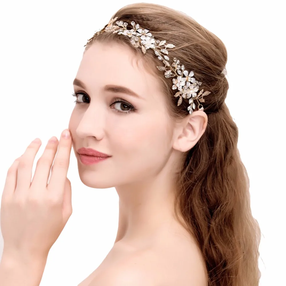 2017 Luxury Fashion Wedding Headband Pearl Crystal Flower Bride