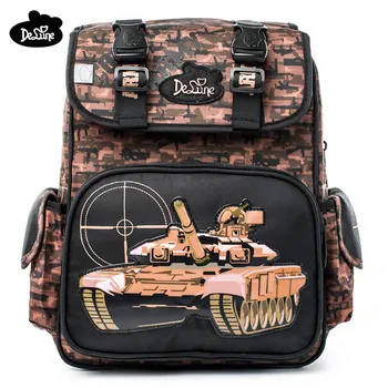 

2020 Delune Brand Grade 1-3 Kids Orthopedic Schoolbag Cartoon Tank Print School Bags for Boys Backpack Mochila Infantil Escolar