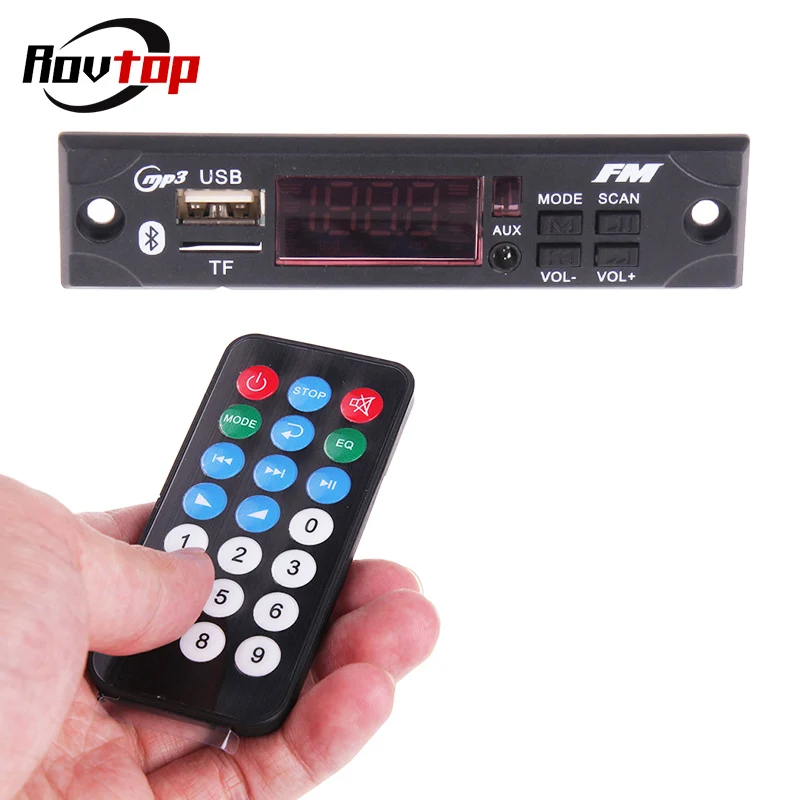 

Rovtop Wireless Bluetooth Car Audio USB FM Radio Module 5V/12V MP3 WMA Decoder Board TF MP3 Player With Remote Control Z2