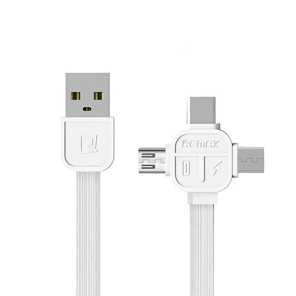 REMAX 3 в 1 TPE usb кабель type C кабель для Micro USB для xiaomi Быстрая зарядка передачи данных зарядное устройство 8pin кабель для iphone 6 7 8 - Цвет: white