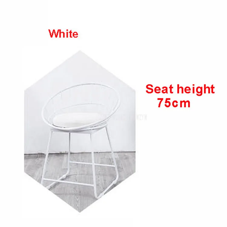 65 см/75 см высота сиденья барный стул современный золотой черный металлический счетчик стул Железный искусство мягкая подушка Европейская Кофейня высокий табурет - Цвет: White-H75cm
