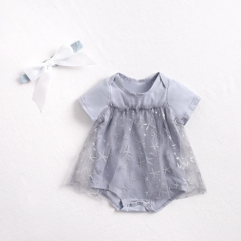 Ins/летние комбинезоны для маленьких девочек; хлопковое треугольное платье с короткими рукавами и рисунком морской звезды; одежда для маленьких девочек