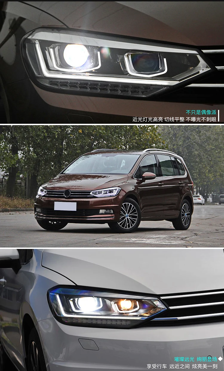 Автомобильный Стайлинг светодиодный головной фонарь для VW Touran светодиодный фары для Touran drl H7 hid Биксеноновые линзы angel eye ближнего света