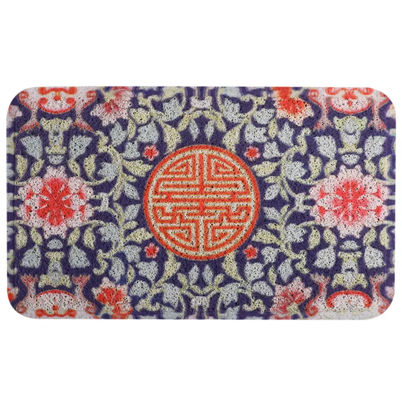 

chinese style ins Entrance hall carpet PVC wire loop mat Chinese knot Door mat Living room floor mat bathroom non-slip rug