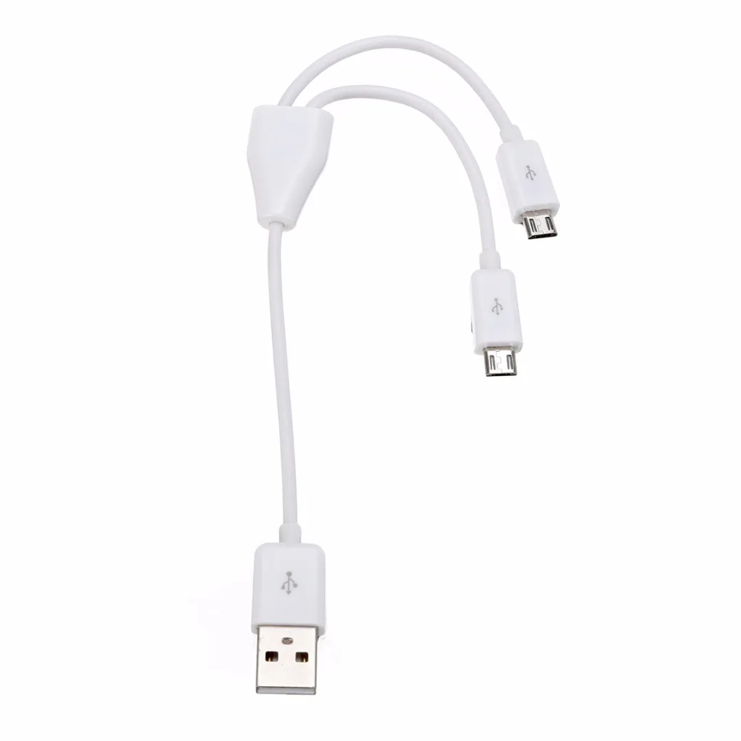 USB 2.0 to Dual 2 Micro USB 2.0 Male Y Splitter Data Charger Cable Cord 0.2M/0.65FT/1M/3FT Charging Charger Cable Black White