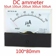 DC Аналоговый амперметр ампер Панель измеритель тока 0-100uA 50uA Амперметр 44C2