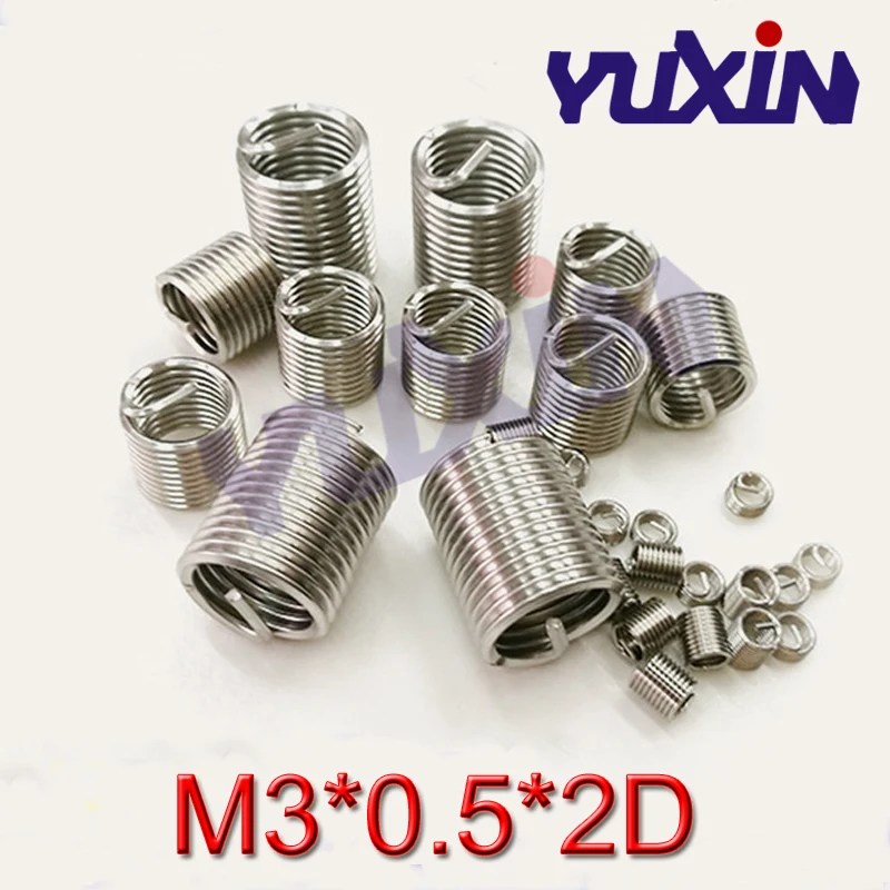 

100pcs M3*0.5*2D Wire Thread Insert Stainless Steel 304 Wire Screw Sleeve, M3 Screw Bushing Helicoil Wire Thread Repair Inserts