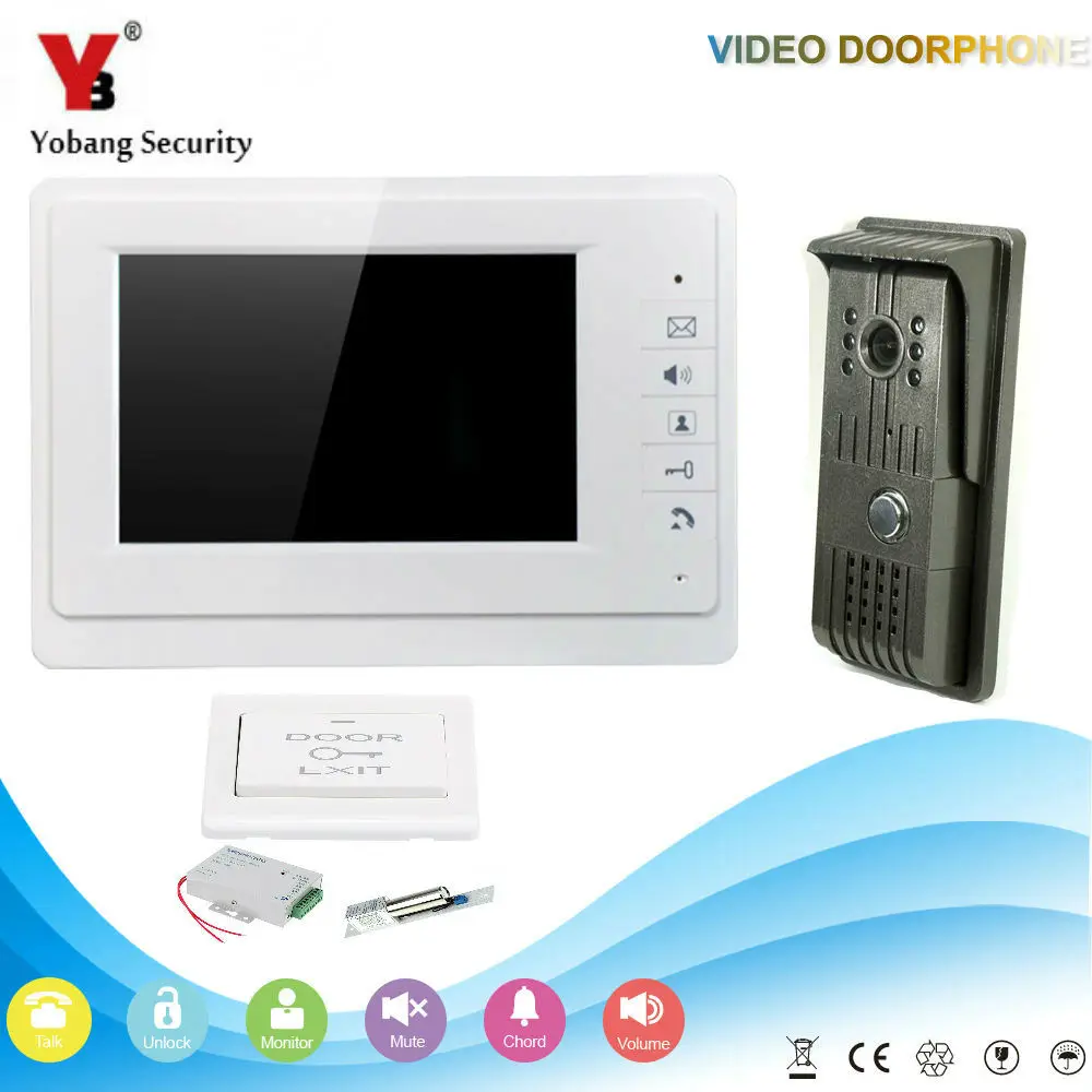 

YobangSecurity 7 Inch Video Door Phone Doorbell Home Security Camera Monitor Intercom System Door Intercom Entry With Door Lock