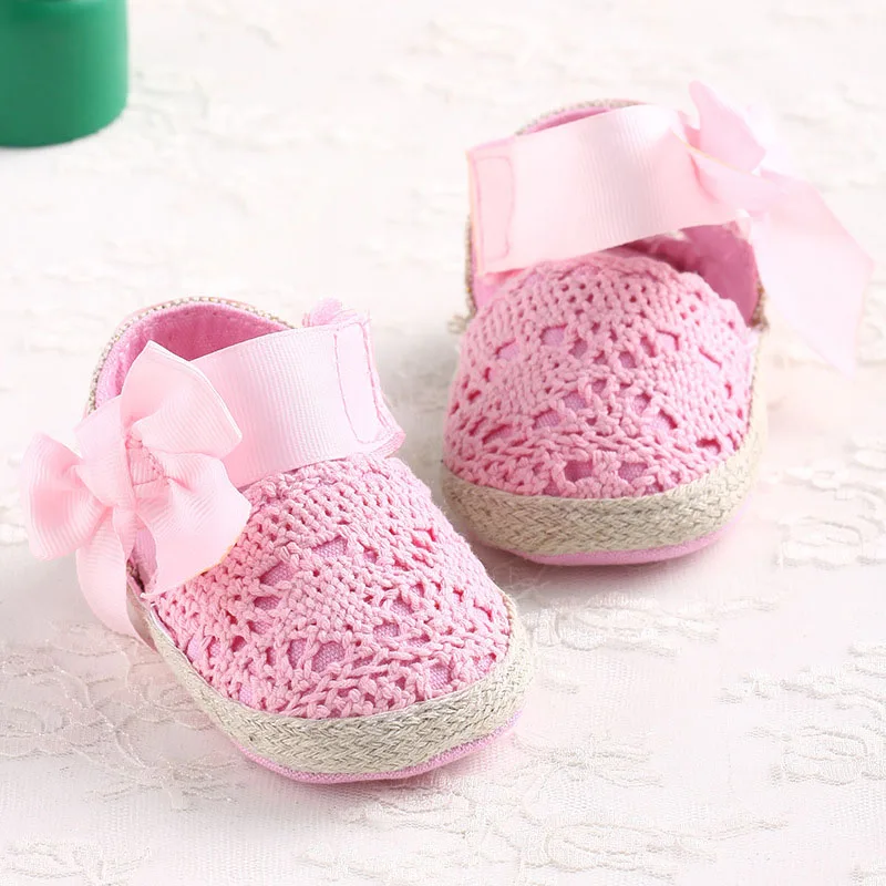Милая детская обувь принцессы для малышей; обувь для новорожденных девочек; обувь для малышей с мягкой подошвой; платье с бантом; вязаная обувь; обувь