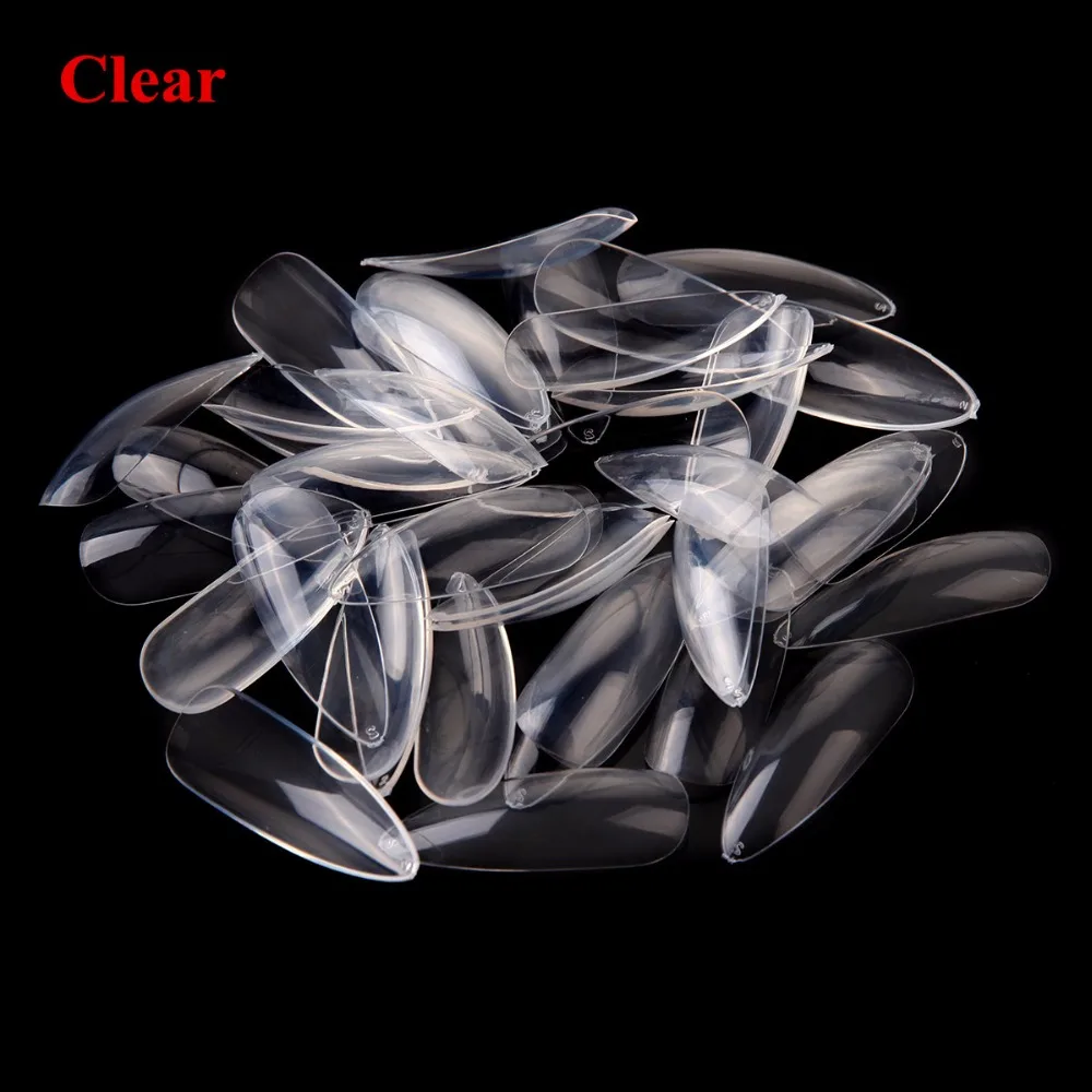 Artificial por Atacado Pacotes de 50 Longo Estilete Unhas Unha Art Tips Limpar - Natural Falso Dicas Manicure A0493 500 Pcs 5 Pcs Nail Art Tips Limpar Natural Falso