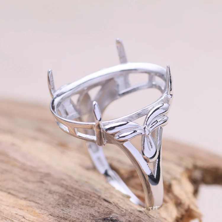 

17*23mm 925 STERLING SILVER girl women Semi Mount Bases Blanks base blank Pad ring Setting wedding jewelry findings diy A1337