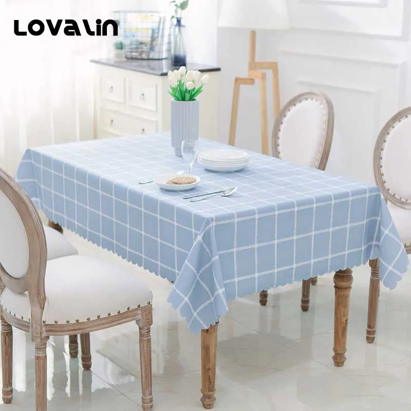 

Lovalin PVC Waterproof Tablecloth Plaid Dinner Rectangular Table Cover Home Kitchen Decor Oilproof Antiderapant Tischdecke 1PC