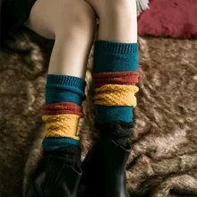 Женские новые осенние и зимние толстые ноги согревающие корейские сложенные носки с шерстью ноги Bootscover Feminina Inverno