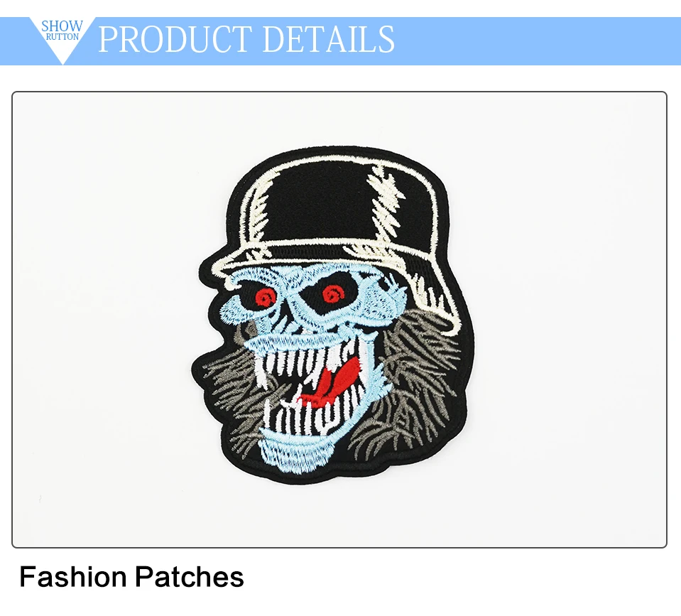 Embroidered Iron On Patches Motor Cycle Biker Patches Motorcycle Skeleton Skull Patch For Vest Back Stickers On Clothes (2)