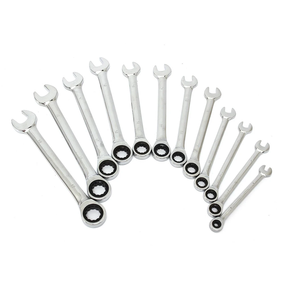 

12pcs Open End Wrench Set Metric Repair Tools Universal Spanner Handle Combination Fixed Multifunctional Ring Auto Ratchet