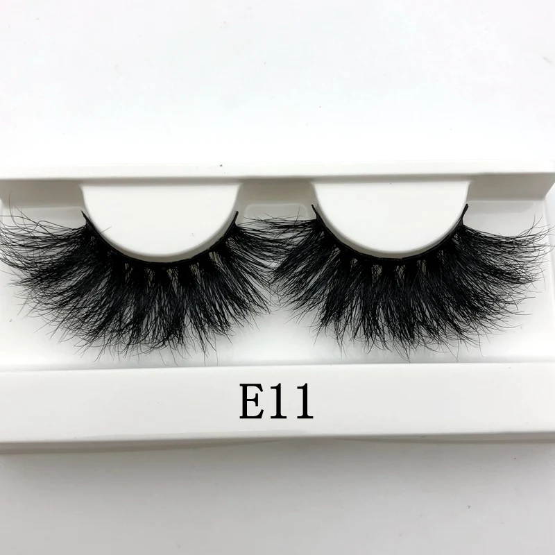 E11 white tray Mikiwi 25 мм накладные ресницы оптом толстые полосы 25 мм 3D норковые ресницы на заказ упаковка этикетка макияж Драматические Длинные норковые ресницы - Цвет: E11 white tray