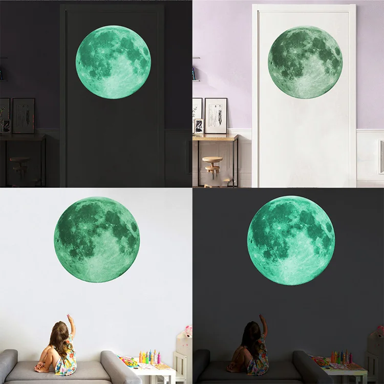 Wandtattoos 30cm Large Moon Glow in Dark Luminous Wall Sticker Living Home Decor