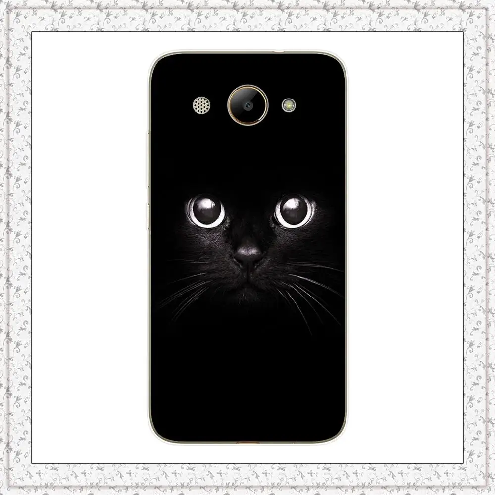 Для huawei Y3, мягкий силиконовый чехол с принтом милых животных, кошек, чехол для телефона, чехол для huawei Y 3, Fundas Coque, бампер, чехол - Цвет: black cat