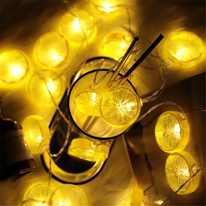 Светодиодный новый LED Gerland 10 светодиодный LED s фея оранжевый лимон гирлянды украшения Рождественская гирлянда витрина окно Новый год