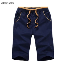 GUIXIANG стиль мужские изысканные повседневные шорты модные повседневные мужские однотонные прямые тонкие до колен шорты плюс размер M-5XL