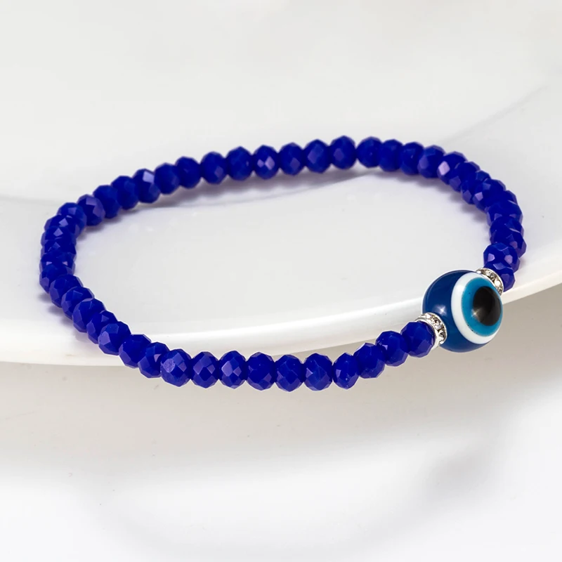Браслет Lucky Eye с кристаллами и бусинами, голубой браслет от сглаза для женщин и мужчин, браслет, модное ювелирное изделие, регулируемый EY5332