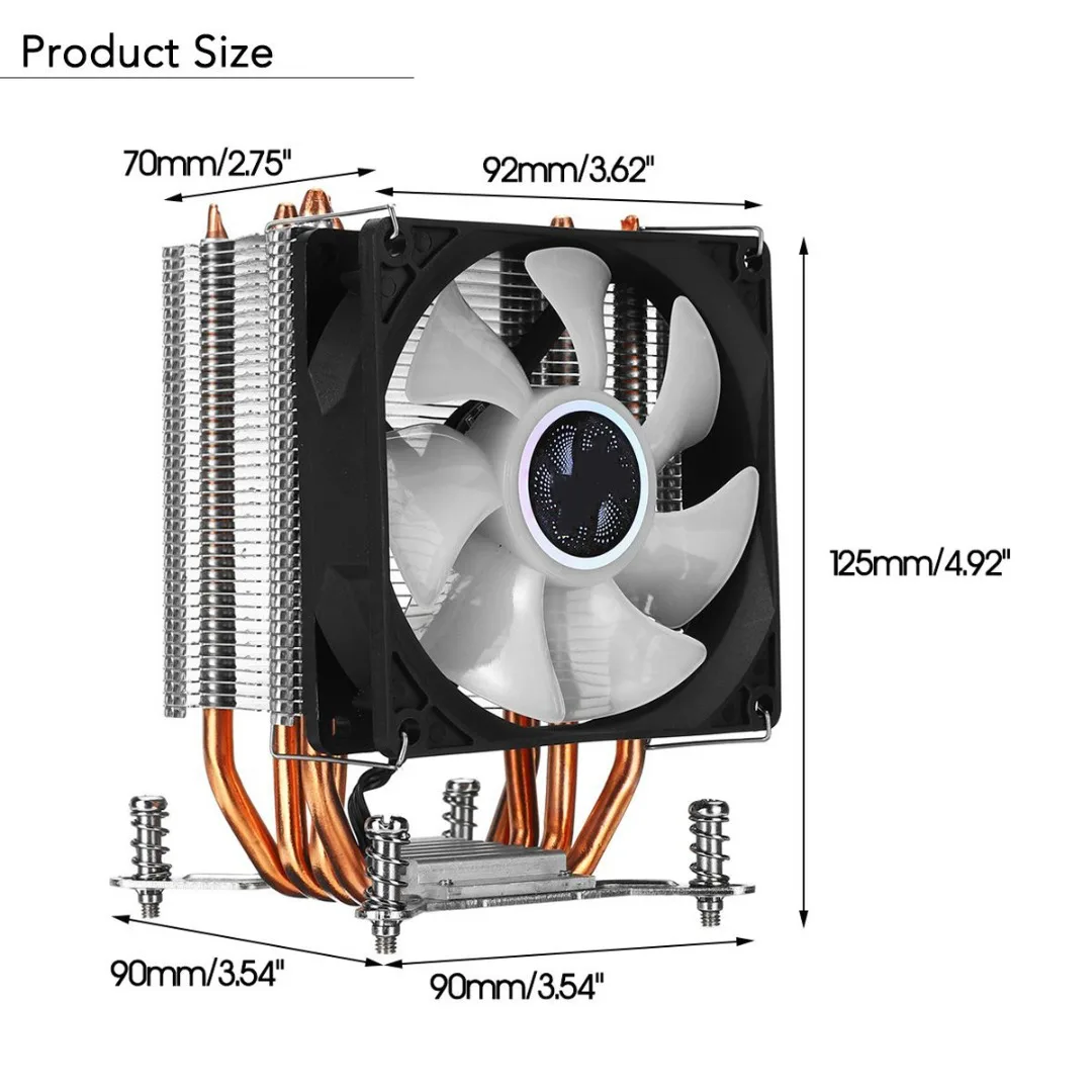 Процессор Кулер 4 теплотрубки радиатора 90 мм RGB радиатора Вентилятор охлаждения для Intel LGA 2011 1151 1155 775 1156 AMD Вентилятор охлаждения
