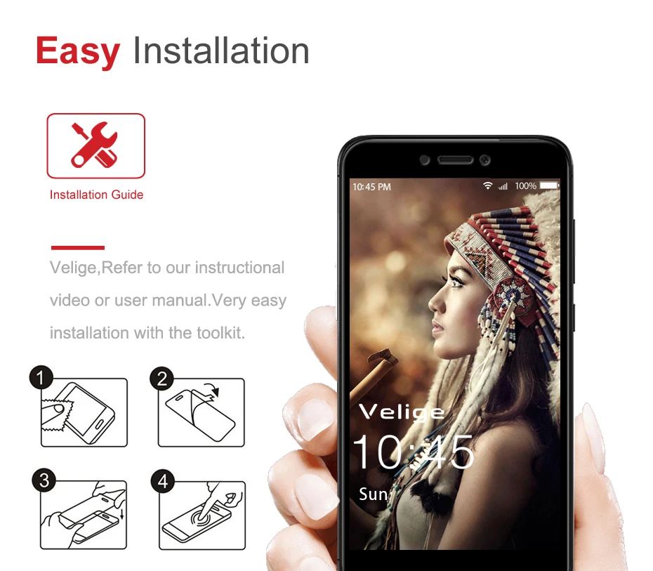 Velige 9H Full Cover Tempered Glass for Xiaomi Redmi 4X Redmi4X 4 X Screen Protector Real 2.5D Toughened Safety Glass Film (2)