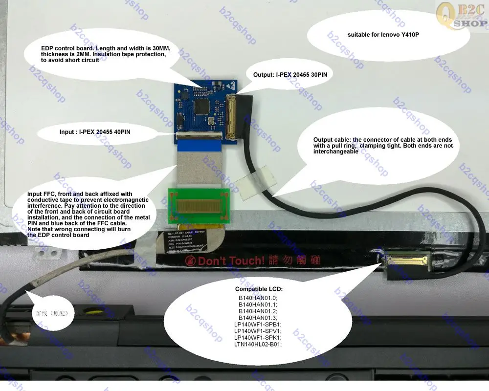 Набор для платы ЖК-контроллер LVDS кабель 1920X1080 ips 1080P FHD экран комплект для lenovo IdeaPad Y410p