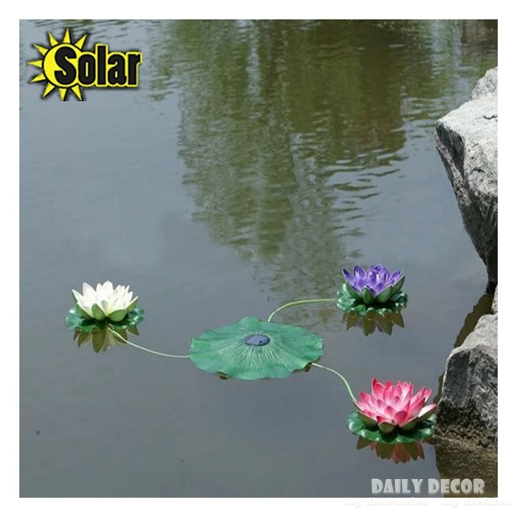 

Solar lotus a set !!! Artificial plastic lotus flowers with led lights Solar Water Lily floating for pools decoration