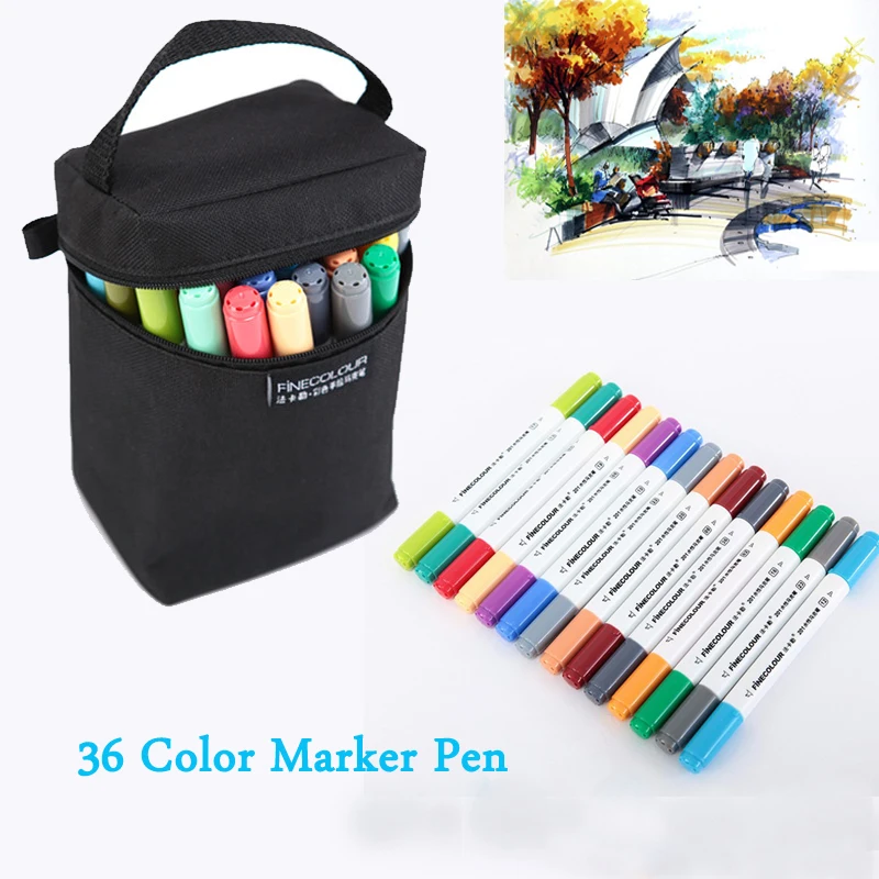 Finecolour 36 Colors Artist Double Headed Art Markers Pen Set Sketch Water Based Watercolor for Drawing Painting With Bag