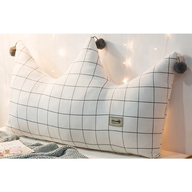 Большая подушка для кровати, хлопок, вышивка, мягкая задняя подушка, большая поясная подушка, домашний текстиль для подушек, прикроватная подушка - Цвет: grid