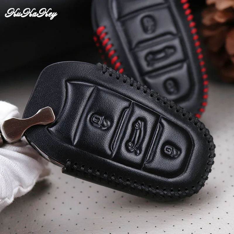 Llave elegante del coche para Citroen C2 C3 c4 c5 c4l Xsara Picasso C1 Berlingo Cuero auténtico llavero inteligente titular funda llave