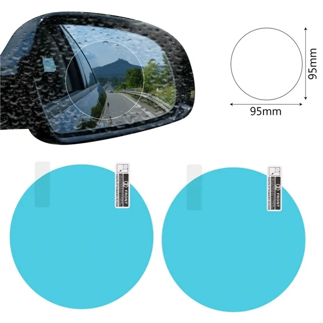 2 шт./пара автомобиля Стикеры незапотевающий автомобиля Зеркало заднего вида пленка Водонепроницаемый непромокаемые окна Стекло Защитная Прозрачная пленка автомобильные аксессуары - Цвет: Blue Round 95x95mm