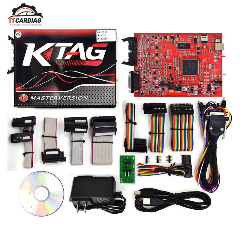  2019 KESS V2 V5.017 Full Kit EU Red ECM KTAG V7.020 4 LED Online Master Version ECU OBD car truck E - 4000156008371