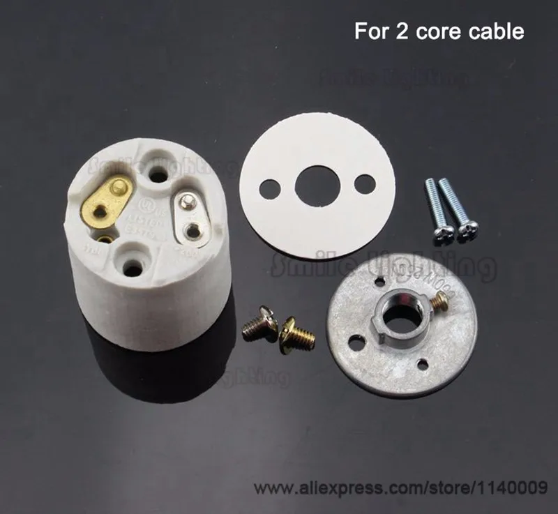 2 шт./лот E26 неглазурованный фарфор лампа Разъем керамическая лампочка держатель