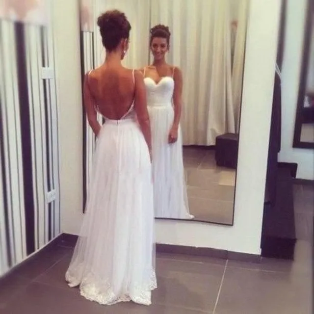 Casual Spaghetti Strap Wedding Dress