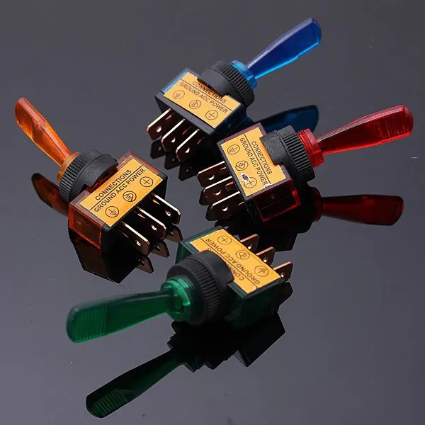 Audew 1x 12V 4 Colors Led Light Illuminated Flick Toggle Switch Car Boat Dash Board Panel |
