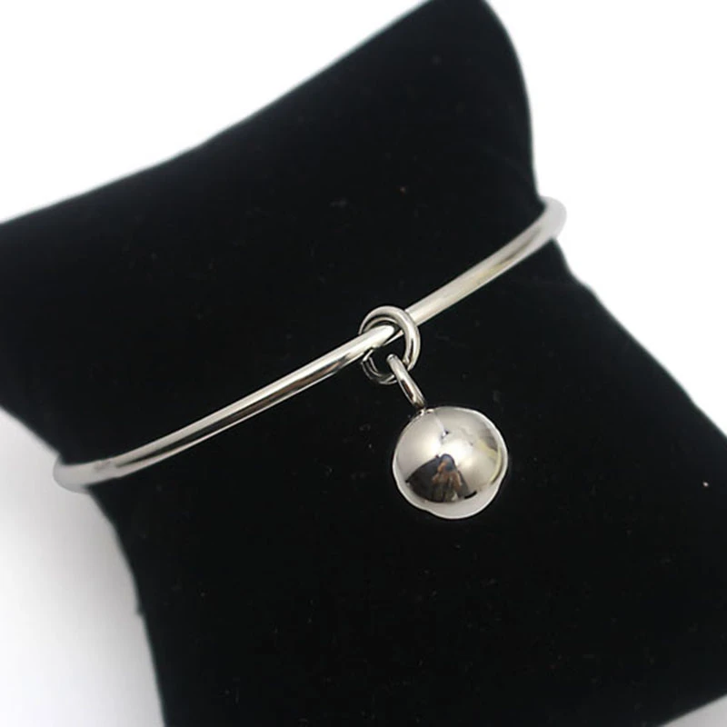 Stainless Steel Ladies Dangle Disc Pendant Wristband Metal Silver Color Wiring Charms Bracelets with Beads Ball Women Jewelry 5