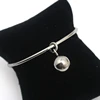 Stainless Steel Ladies Dangle Disc Pendant Wristband Metal Silver Color Wiring Charms Bracelets with Beads Ball Women Jewelry 5