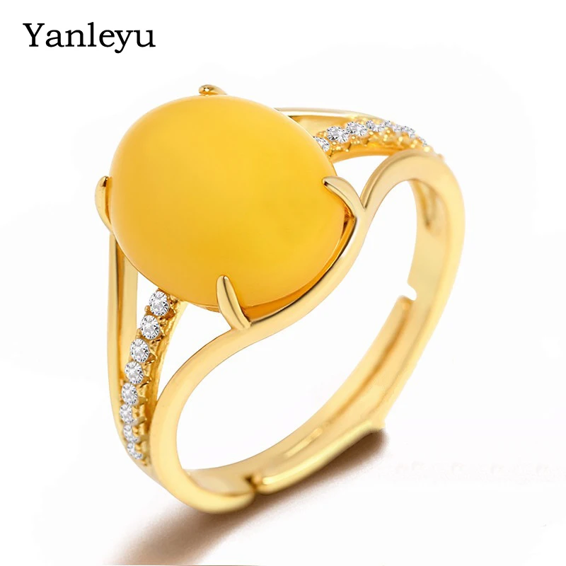 Yanleyu уникальный дизайн золотые ювелирные изделия натуральный желтый халцедон