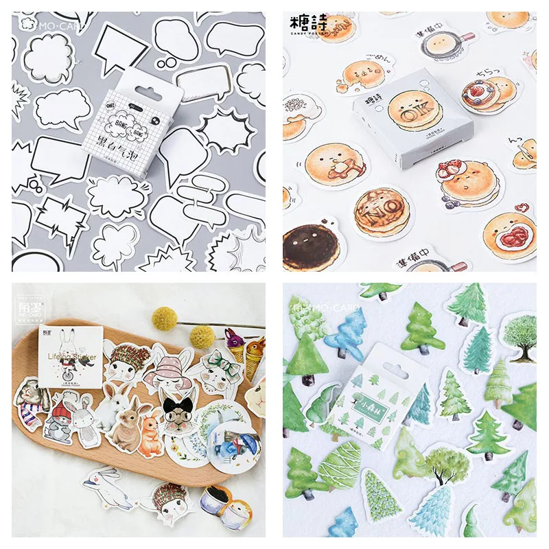 

Black And White Bubble Bread Sprouting Rabbit Small Forest Boxed Stickers Album Decorative Stickers Children Stationery Stickers