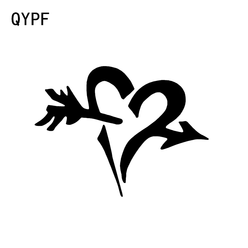 

QYPF 15.1*11.4CM Mysterious Arrowhead Heart Shape Deer Antlers Decor Car Sticker Vinyl Accessories C16-1739