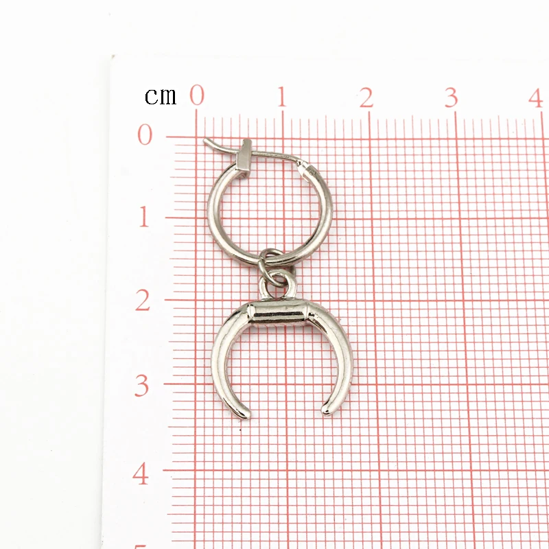 1 paar Kühlen Einfache Crescent Mond Hoop Ohrringe Mit Pandent Silber Gold Farbe Kleine Kreis Ohrring Für Frauen Schmuck E637-T2