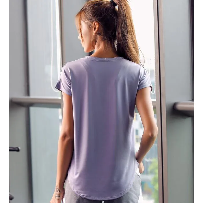 Женская Беговая быстросохнущая свободная фитнес дышащая футболка для йоги блузка