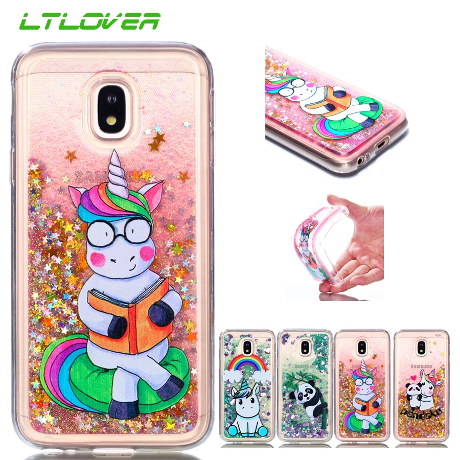 Rainbow Unicorn панда блеск Чехол для samsung Galaxy J3 2016 J5 J7 2017 силикон Динамические Liquid Плывун