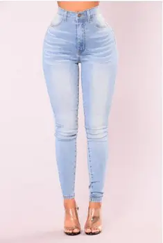 

WIND 2018 Women Skinny Jeans Stretch Denim Mid Waist Body Shaping Pencil Pants Fashion Pocket Female Jeans